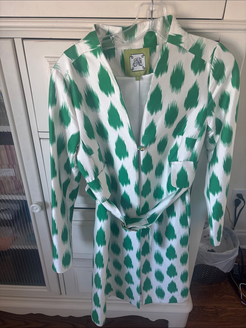 Elizabeth McKay Green and White Printed raincoat